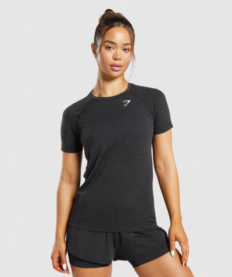 Women's Gymshark Vital Seamless 2.0 Light T-Shirts Black | CA 5031DA